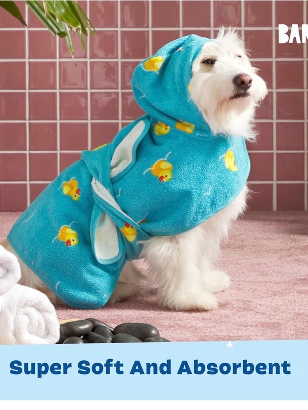 Hooded Dog Bath Robe duck print